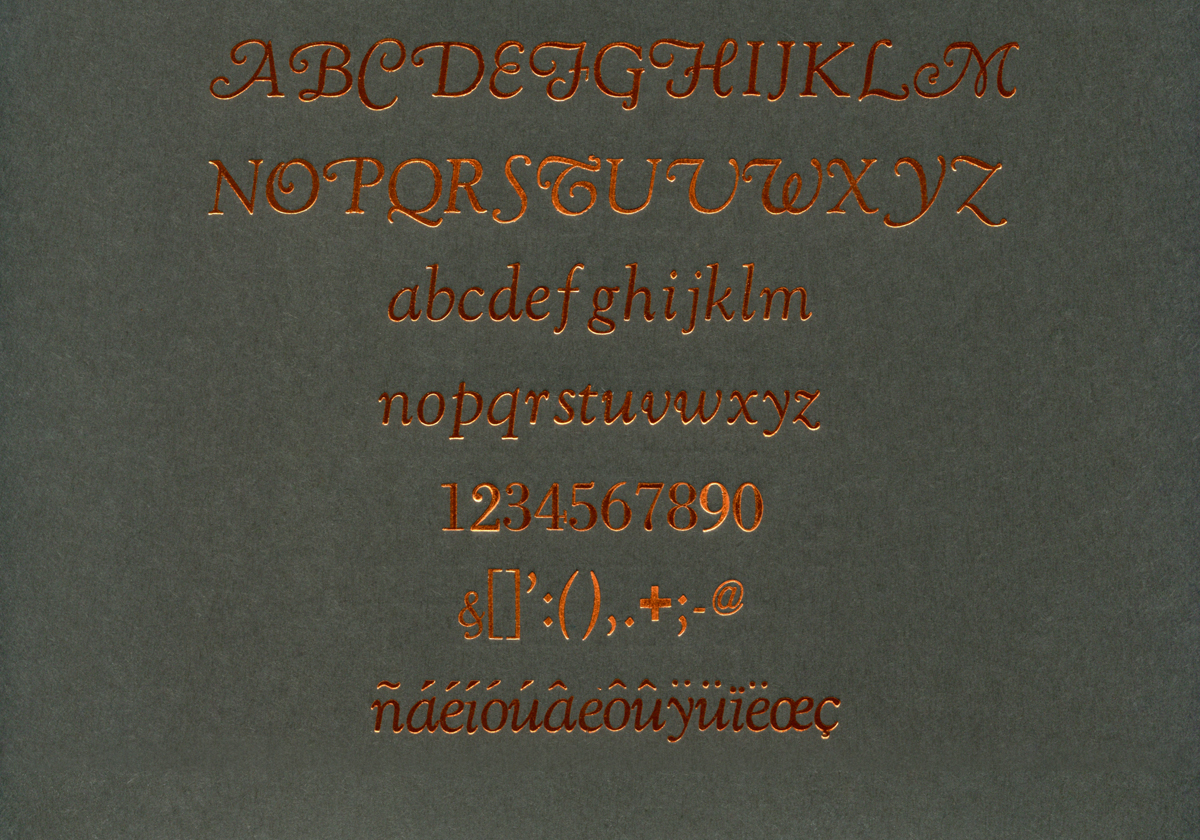 Typset imprinting is also available in Goudy Cursive