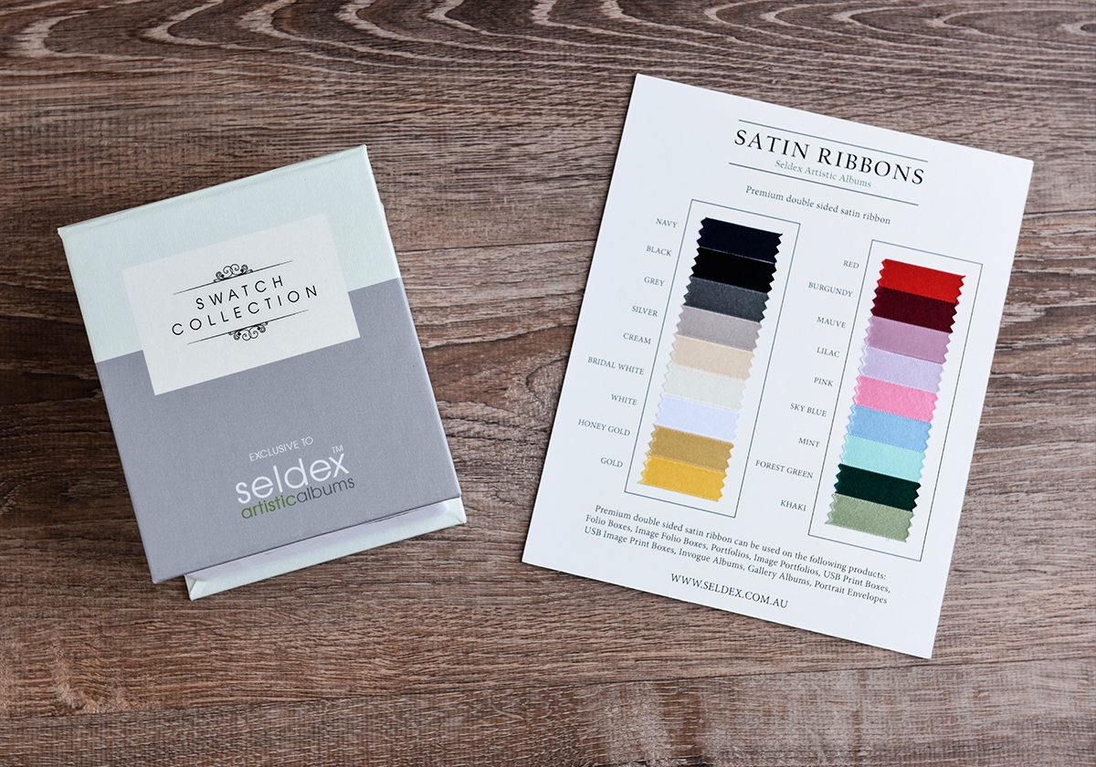 Seldex swatch kit with optional ribbon swatch card (sold separately)
